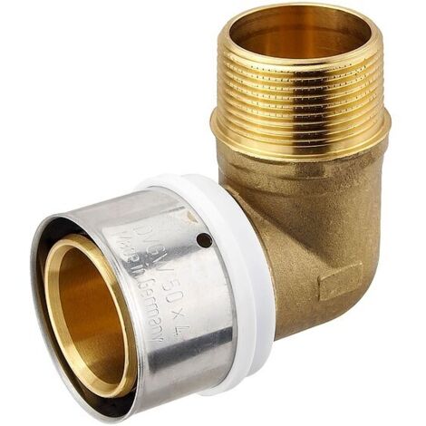 Pressfitting-Winkel 90° - 50 x 4,0 mm - 1 1/4 Zoll Außengewinde für MV-Rohr