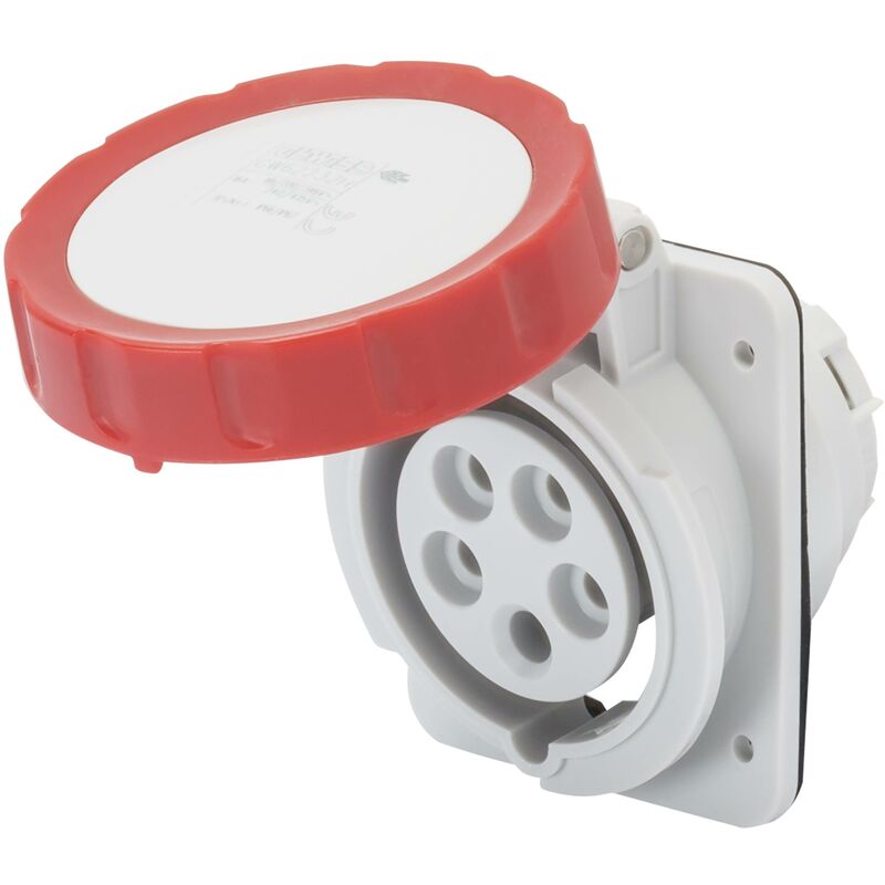 Prise Encastrée Fixe 10 Degrés IP67 3P+N+T 32A 380-415V Câblage à Vis Rouge