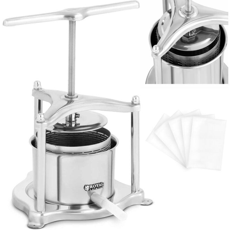 Presse-agrumes manuel en acier pour fruits et vins, 3 l + 5 sachets