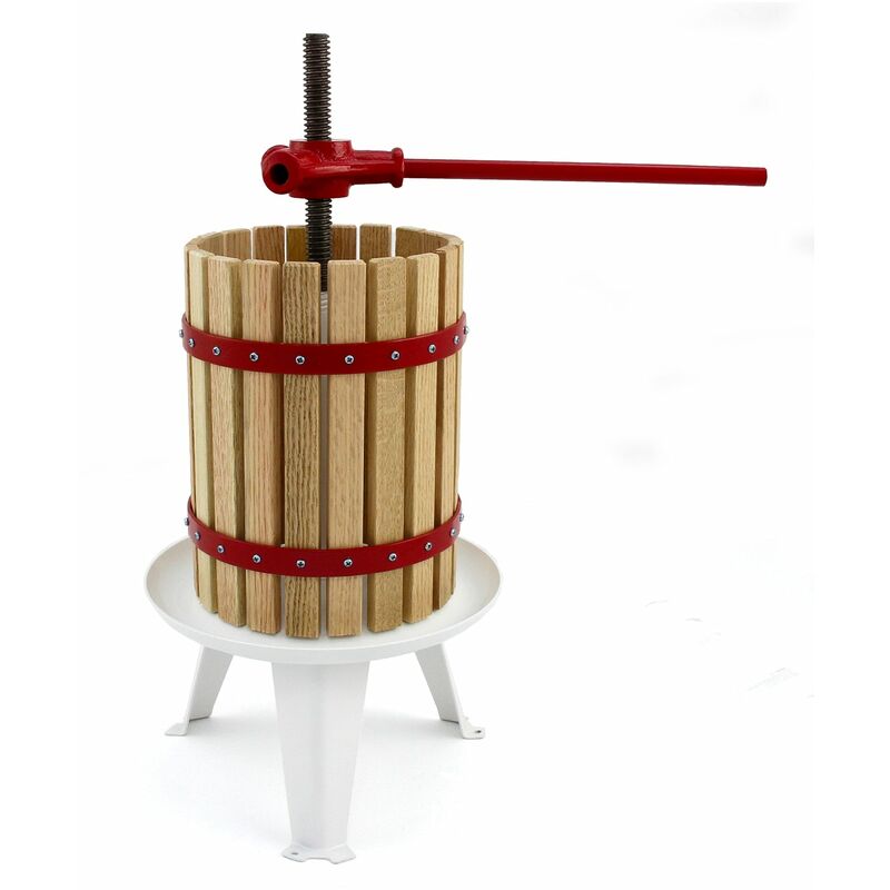 Monster Shop - Pressoir Traditionnel en Bois pour Jus, Vin et Cidre - 28cm de Large x 60cm de haut - Capacité 6L - Robuste bois de chêne et acier