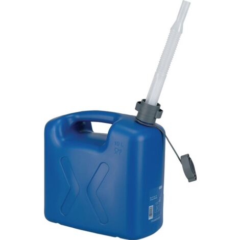 Pressol – Bidon de carburant 10l bleu HDPE – Dimensions L329xB172xH341mm – Bouchon anti-perte et tube d'écoulement flexible