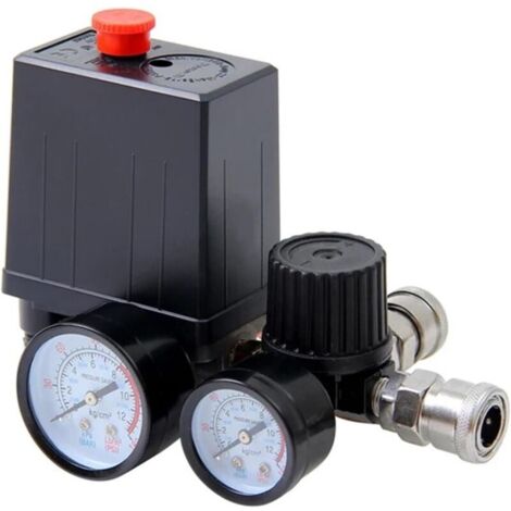 Pressostat compresseur 220 V/380 V,régulateur 4 ports,pressostat pompe à air,vanne de pompe à air 0-180 psi avec manomètre (220 V)