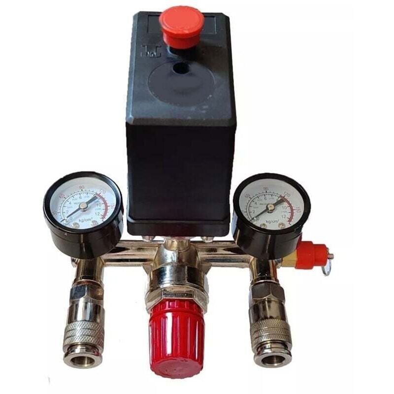 Image of Pressostat Compresseur Air Double Jauge Pompe Ensemble Pièces Valve Contrôle Pression 220V