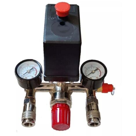 Pressostat Compresseur Air Double Jauge Pompe Ensemble Pièces Valve Contrôle Pression 220V