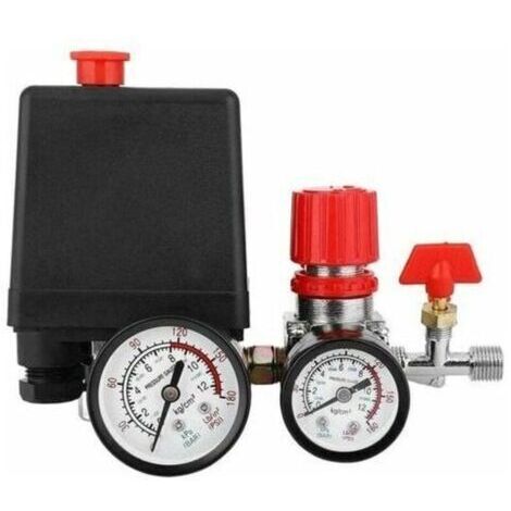 Pressostat Compresseur d'Air - Valve avec Manomètre Régulateur pour Compresseur d'Air