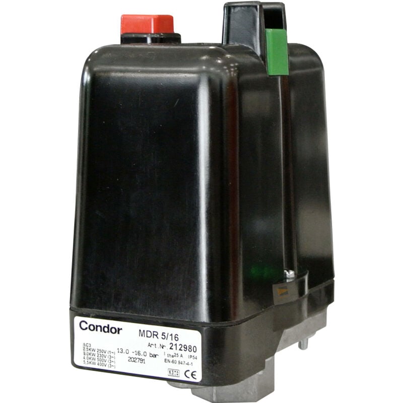 Pressostat Condor MDR-5/16-K 2,5-16 bar g 1/2' 212980 avec interrupteur marche/arrêt