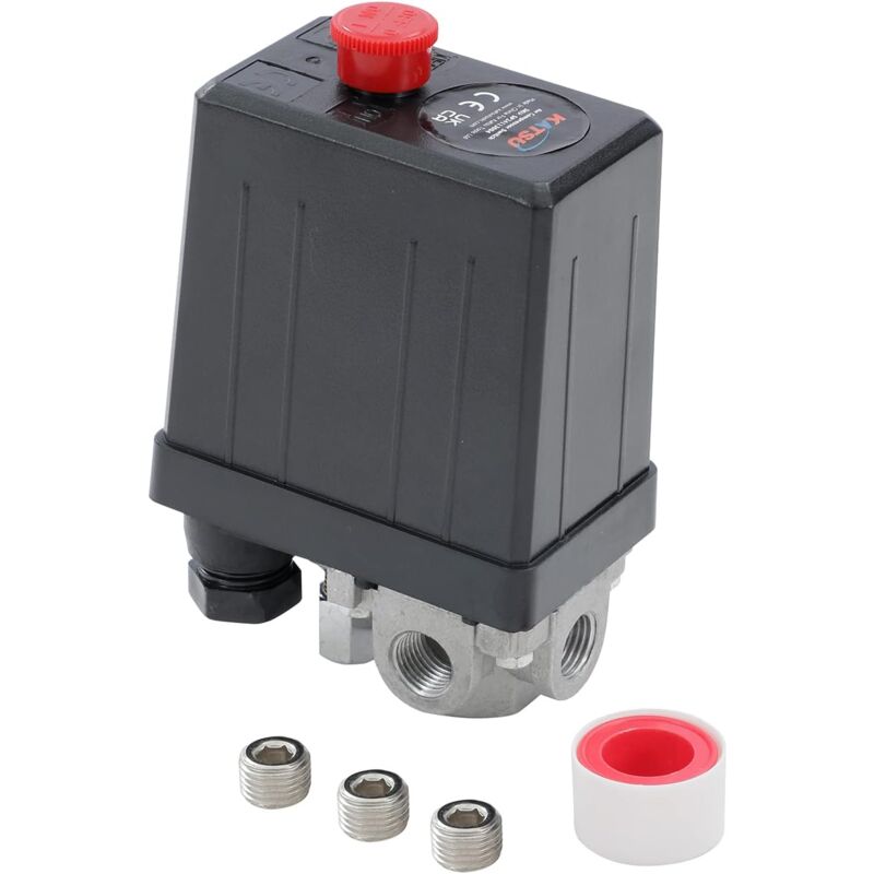 Pressostat de Compresseur d'Air G1/4' 220V 16A 3 Port Monophasé pour Vanne de Commande de Pompe de Compresseur d'Air