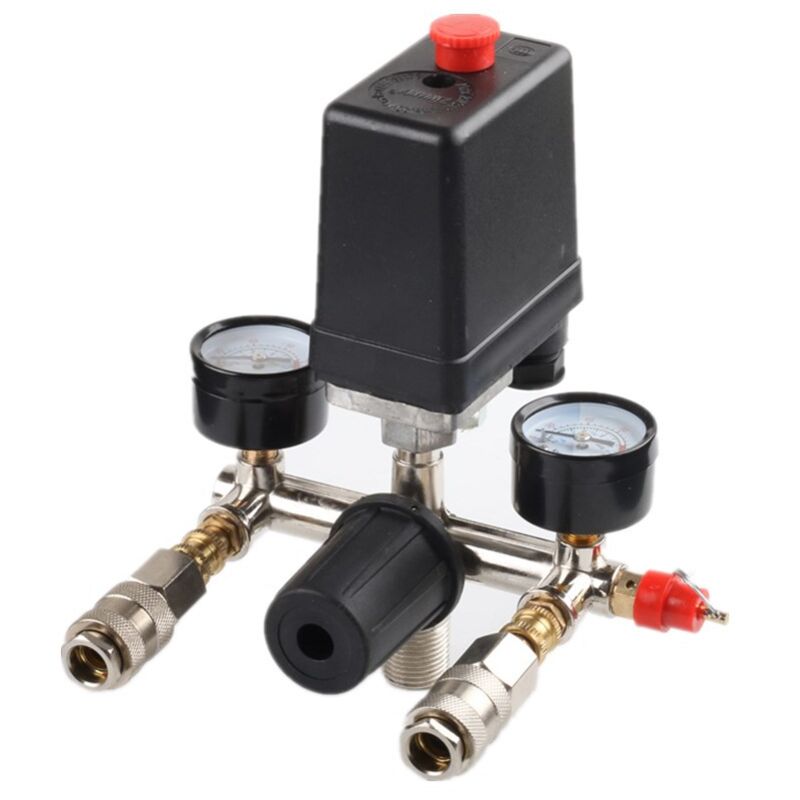 Pressostat de Compresseur d'Air G1/4' avec Double Sorties et Régulateur de Jauges de Soupape de Sécurité Accessoire d'Outil Pneumatique SF20