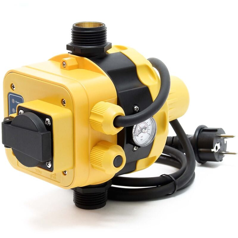 Pressostat EPC-5 avec 1 Câble et prise – 175 x 185 x 150 mm – 230 v – 10 bars – Réseaux d'eaux domestiques & Pompes monophasées – Anti-marche à sec