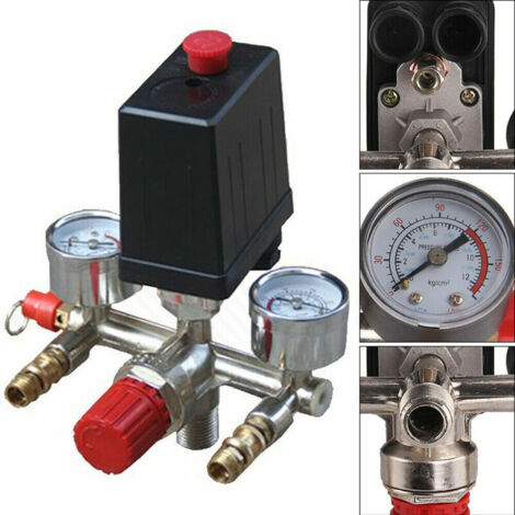 Pressostat Compresseur Air 230-240V - 26A, Réglage 95-125 Psi - Interrupteur Universel Bouton-poussoir - Pour Compresseurs