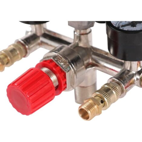 Pressostat pour compresseur d'air G1/4' – 2 sorties avec manomètres – Régulateur de débit d'air – Matériau de qualité supérieure