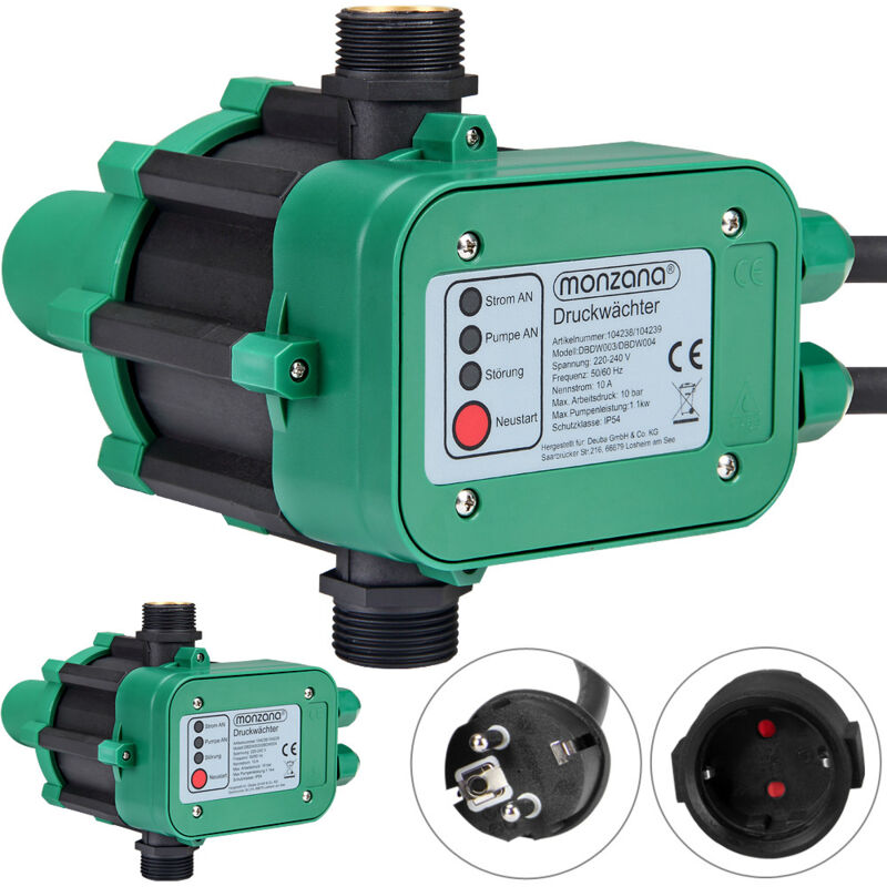 Candeon Pressostato Pompa Acqua Regolabile, 40-60 Psi Interruttore Di Controllo Della Pressione Della Pompa, 1/4 Regolatore Di Pressione Acqua Doppio Palo A Molla Per Pompa Acqua Giardino