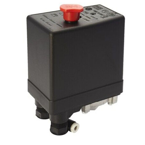 PRESSOSTATO TRIFASE TRIPOLARE PER COMPRESSORE 12bar 20A 4 VIE(1/4") CON PULSANTE