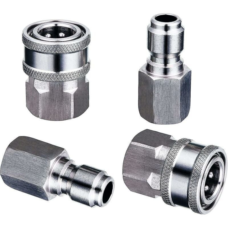 Crea - Pressure Washer Adapter 2 Sets 3/8 Inch Quick Connect Fittings Stainless Steel Pressure Washer Fittings Male And Female Power Washer Quick