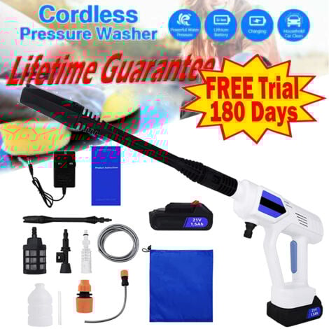 Pressure Washer Cleaner Cordless, Battery Power Washer for Cars with Battery, Variable Speed, 45Bar/652 PSI for Car Washing, Garden, Patio, Window, Floor
