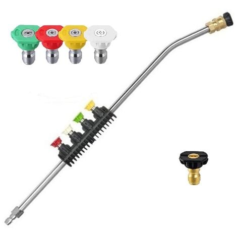 Pressure Washer Extension Lance, Stainless Steel Cleaning Rod with 5 Adjustable Angle Nozzles, Fits Lavor, Parkside and HUTER Partial Models, 15”