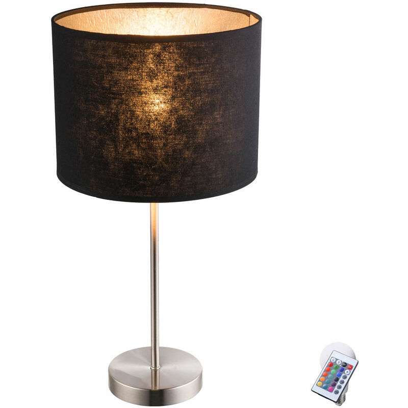Lampe à poser côté salle à manger liseuse interrupteur textile DIMMER dans un set comprenant des ampoules LED RGB