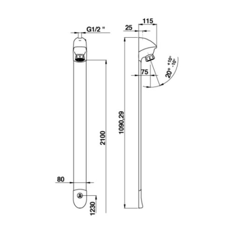 Colonne Presto DL 400 e-touch avec robinet droit 6 l/min - PRESTO