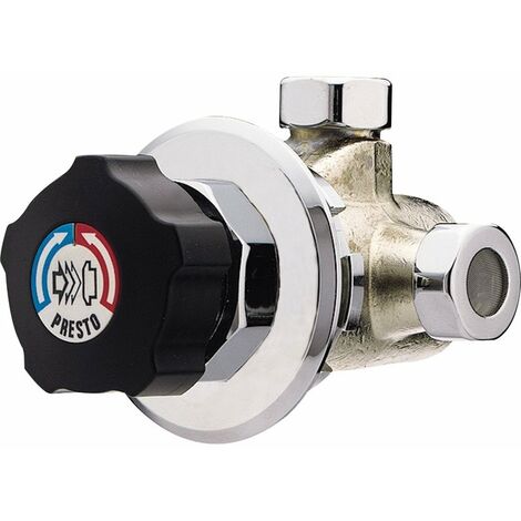 Presto – Mitigeur thermostatique de douche noir – Finition nickel-chrome – Corps laiton résistant à la corrosion – Sécurité anti-brûlure