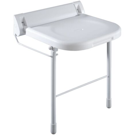 Presto – Siège de douche fixe relevable 440x395mm en ABS blanc – Charge maximale 150kg – Confort accru – 60584