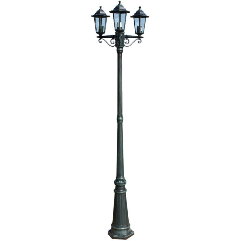 

Farola de jardín 3 brazos aluminio verde oscuro/negro 215 cm - Verde - Vidaxl