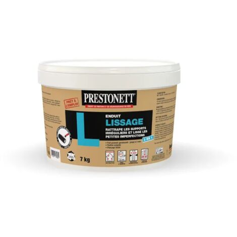 Prestonett – Enduit de lissage 7 KG – Finition blanche – Application facile jusqu'à 5 mm – Pour surfaces intérieures – Prêt à l'emploi