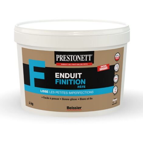 Prestonett – Enduit de lissage finition en pâte 4 kg – Pour béton, plâtre et bois – Application facile, ponçable et teintable – Classement A+ qualité air intérieur