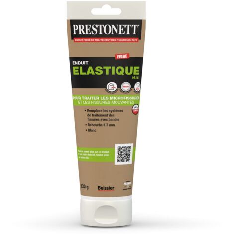 Prestonett – Enduit de rebouchage élastique 330 g – Fibré pour fissures jusqu'à 3 mm – Application intérieure et extérieure – Adhérence sur béton, plâtre, bois - TUBE 330 G