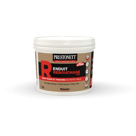 Prestonett – Enduit de rebouchage en pâte 1 kg – Pour intérieur et extérieur – Épaisseur d'application jusqu'à 1 cm – Ponçable et teintable