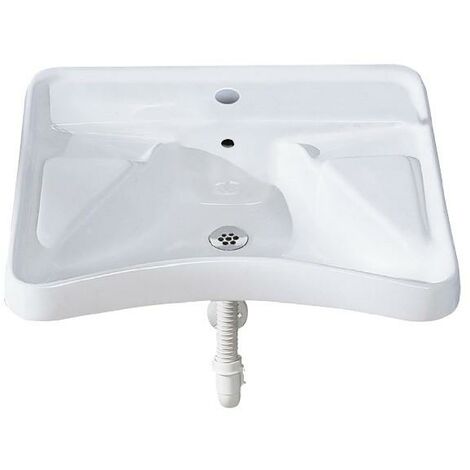 Lavabo DuraSquare 45x35cm, pulido, 1 agujero para grifo, sin rebosadero,  con banco para grifo,, Color: Blanco