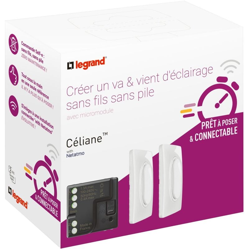 Legrand - prêt à poser céliane - va et vient - commande self-e - sans fils - blanc cb5405