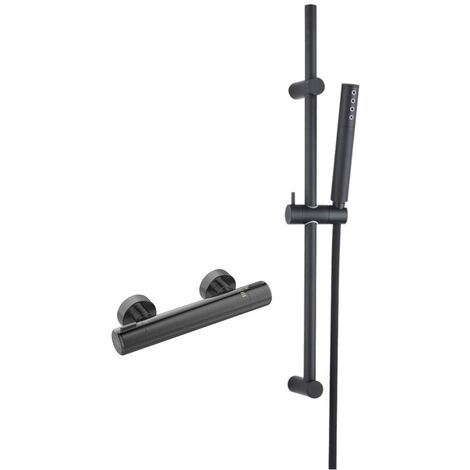 Pretto Ensemble de douche  avec mitigeur thermostatique, Couleur: Graphite