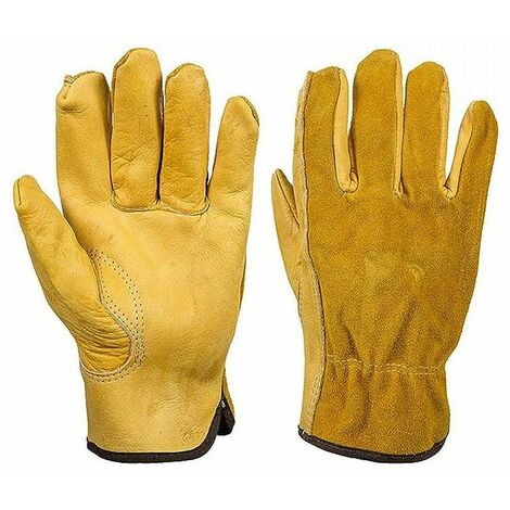 Preuve épine Gants de Jardinage pour Hommes Femmes, Gants de Travail en Cuir Jaune, Gants de Jardinage Complet, XL.Gu.B/bon