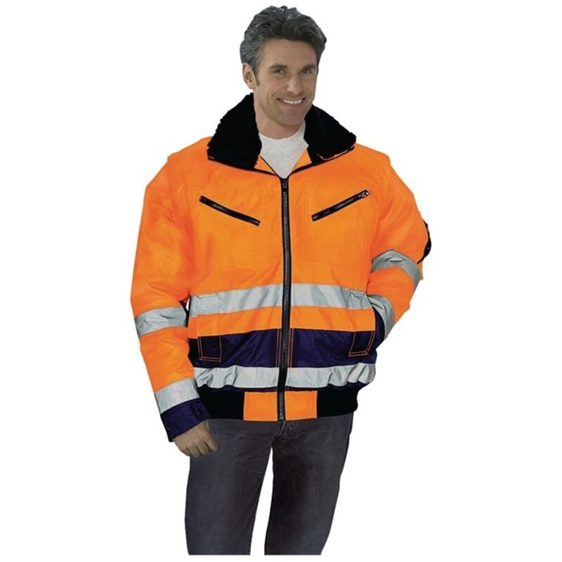 Blouson aviateur de signalisation Taille m 50/52 orange/marine 100 % pes - orange/marine