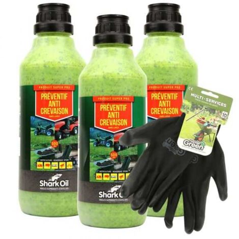 Préventif anti-crevaison Shark Oil OKO 500 ml par 3 + gants multi-services