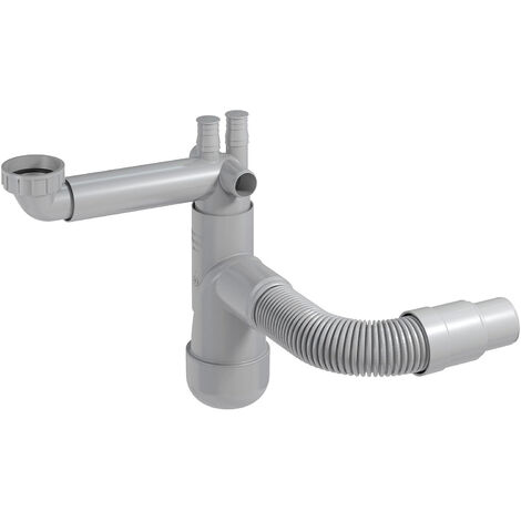PREVEX Flexloc Universal-Platzspar-Siphon für Küchenspüle, flexibles Ablaufrohr  aus recyceltem Kunststoff