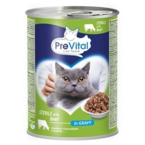 Prevital Sterile - Al gusto di manzo in salsa - Alimento completo per gatti adulti - 24x415g