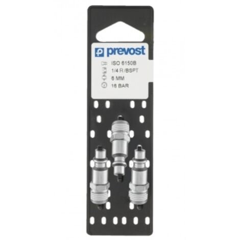 Prevost – Embout filetage mâle conique R 1/4 – Lot de 3 – Acier traité anti-corrosion – Pression 16 bar – Diamètre de passage 6 mm