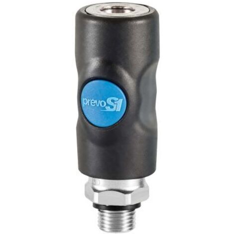Prevost – Raccord rapide mâle G1/4'' – 6 mm – Débit 833 L/min – Acier traité – Étanchéité avec joint plat – ISI061151CP