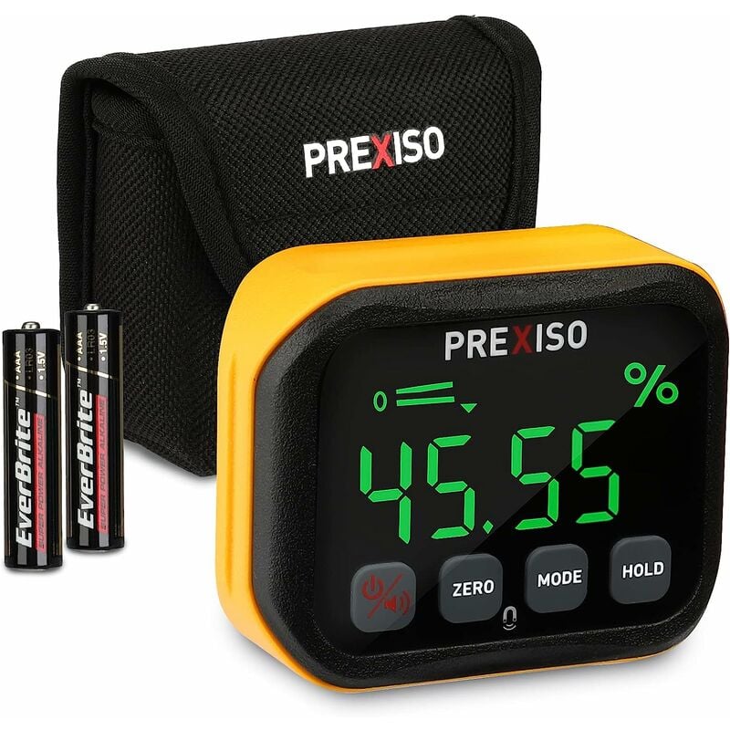 Prexiso - Inclinomètre Numérique Magnétique, Détecteur d'Angle pour Mesure de 0-360°Affichage Auto-réversible, Ecran lcd Rétro-éclairé, Mesure