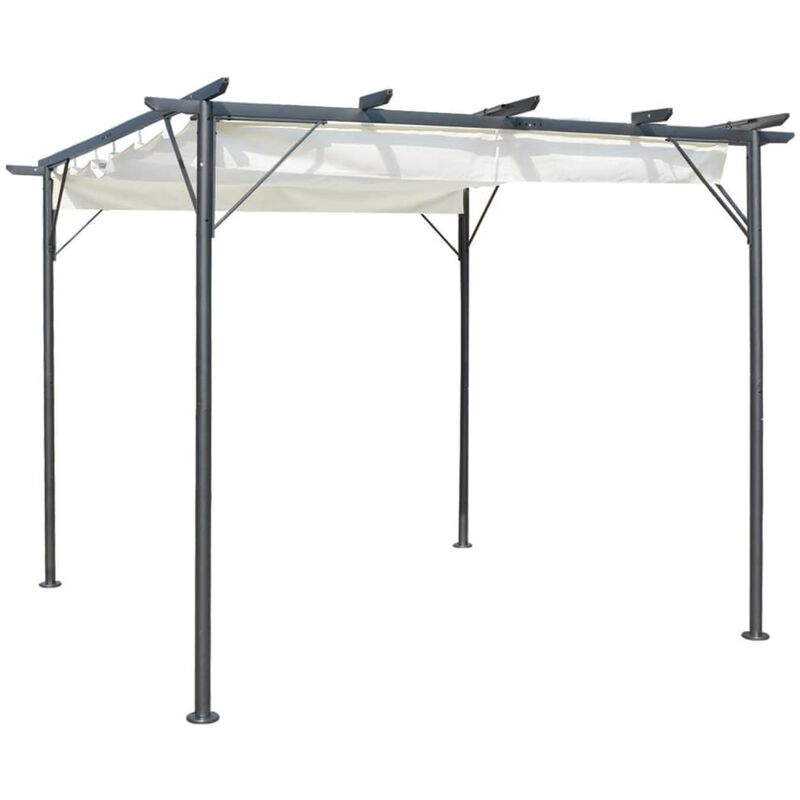 

Pérgola con tejado retráctil acero color blanco crema 3x3 m - Crema