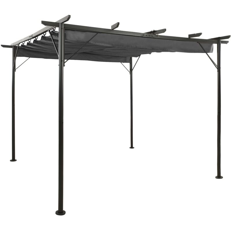 

Pérgola con tejado retráctil acero gris antracita 3x3m 180 g/m² - Antracita