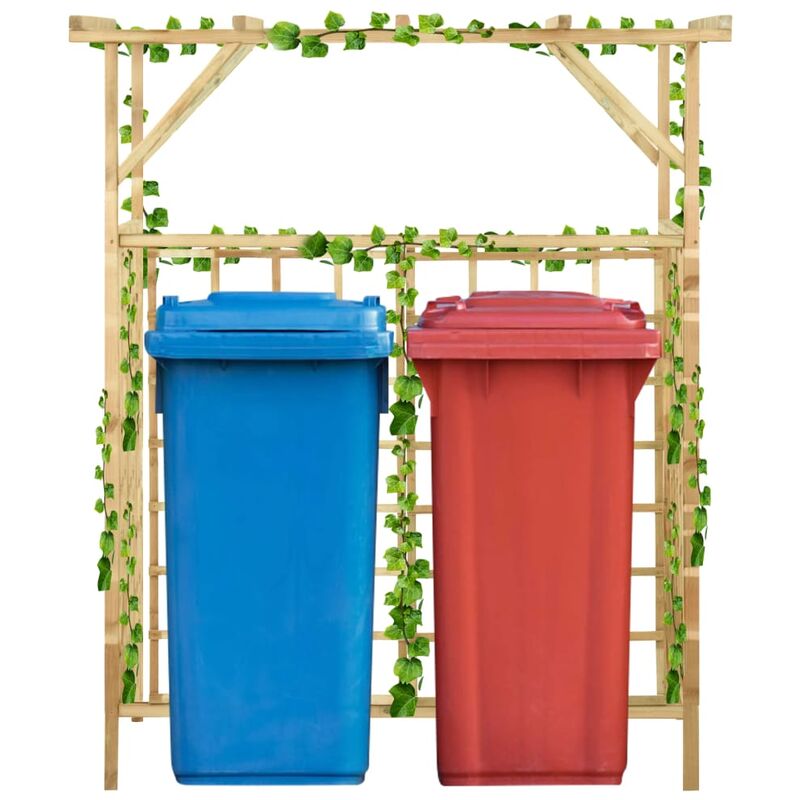 

Pérgola de jardín para 2 cubos de basura madera pino impregnada - Marrón