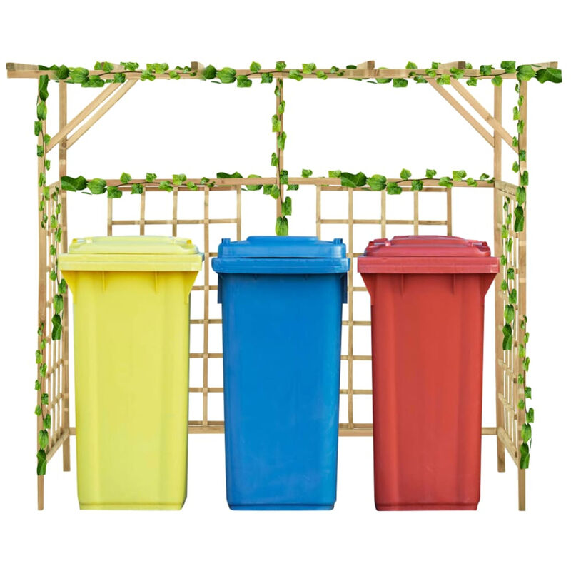 

Pérgola de jardín para 3 cubos de basura madera pino impregnada