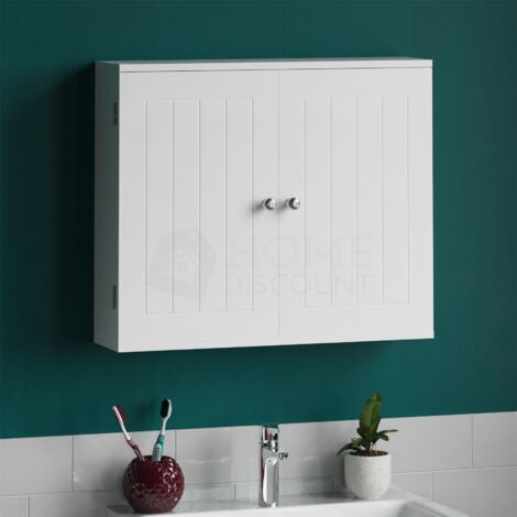 main image of "Priano 2 Door Bathroom Cabinet Wall Mounted Cabinet, White"
