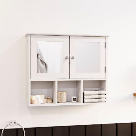 main image of "Priano 2 Door Mirrored Wall Cabinet With 3 Compartments"