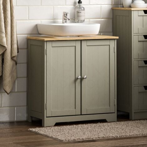 Priano 2 Door Under Sink Cabinet Bathroom Cupboard Storage Unit, Grey