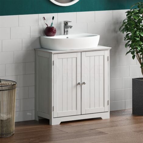 main image of "Priano 2 Door Under Sink Cabinet Bathroom Cupboard Storage Unit, White"