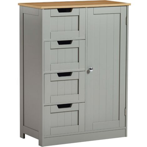 main image of "Priano 4 Drawer 1 Door Freestanding Unit, Grey"