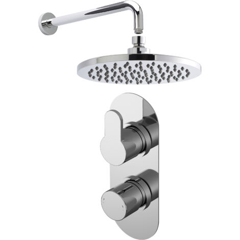 Pride Shower Bundle Concealed Round Twin Valve, Arm & Head Kit - Chrome Balterley